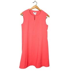 DKNY Women's Coral Jewel Neck Zip Front Sleeveless Shift Mini Dress 4 Petite